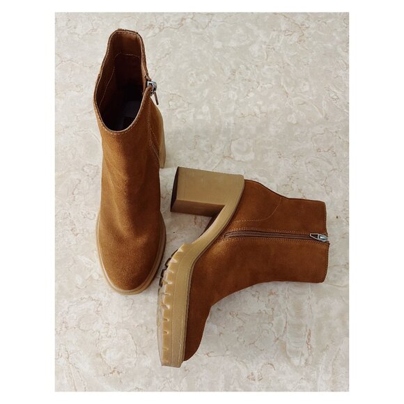 DV Dolce Vita Sz 8 Caster Camel Suede Waterproof Platform Boots Lug Sole - Picture 1 of 12